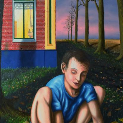 60/1996 Jongen bij de waterplas afm.60bx180h cm €6.500,-